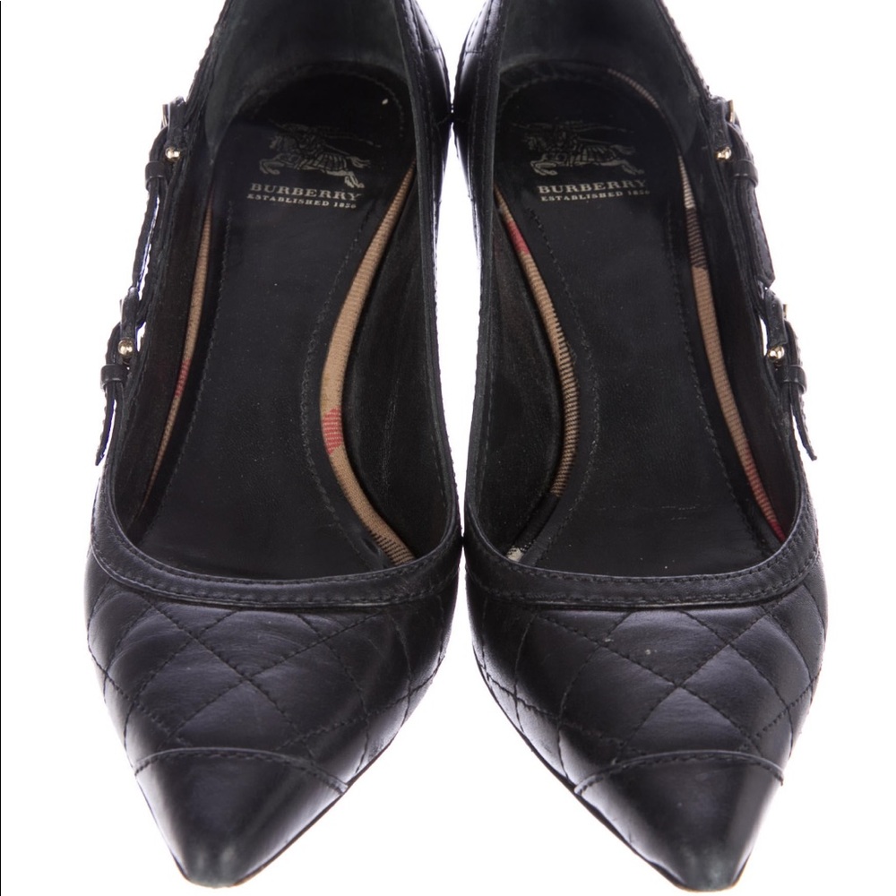 Burberry prorsum black quilted kitten heel pumps